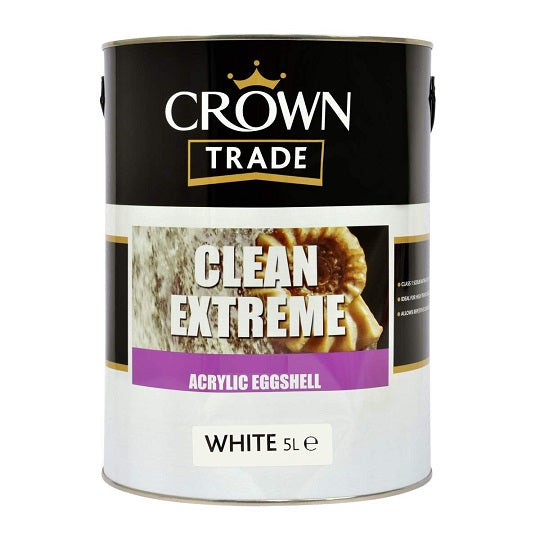 Crown Clean Extreme Acrylic Eggshell White 5L zyberltd