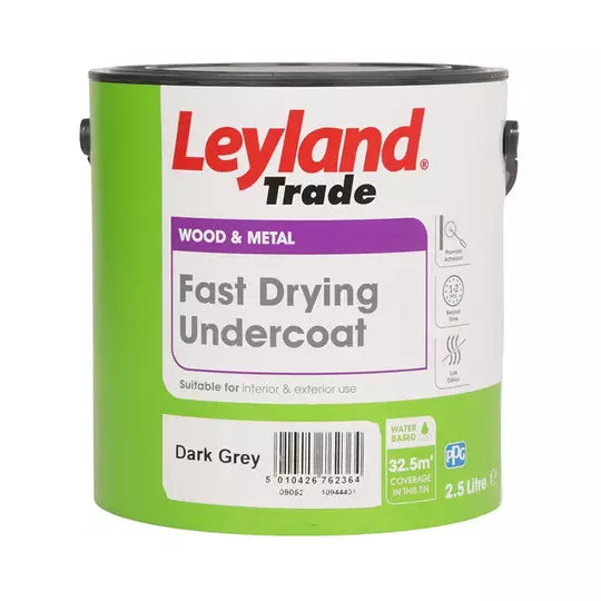 Leyland Trade Fast Drying Undercoat Paint Dark Grey 2.5L zyberltd