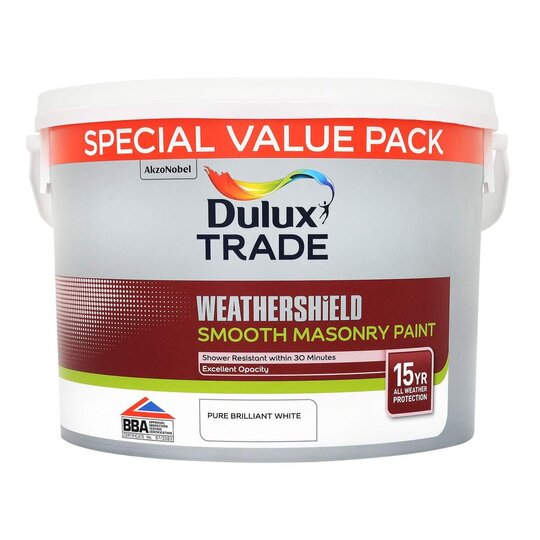 Dulux Trade Weathershield Smooth Masonry Pure Brilliant White 7.5L