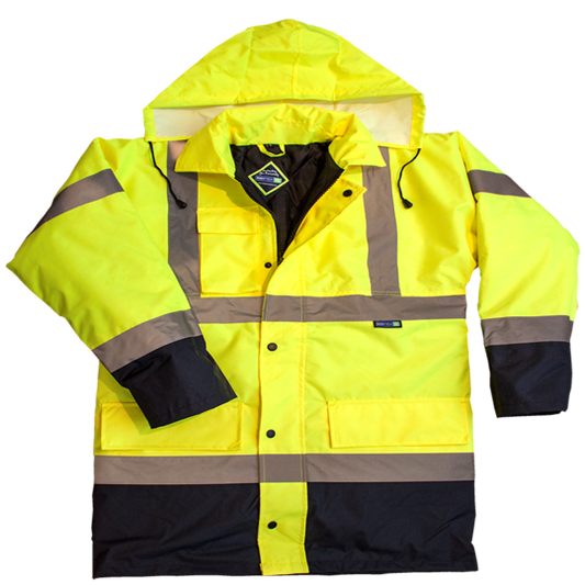 MED HI-VIS 2-TONE COAT YELLOW/NAVY
