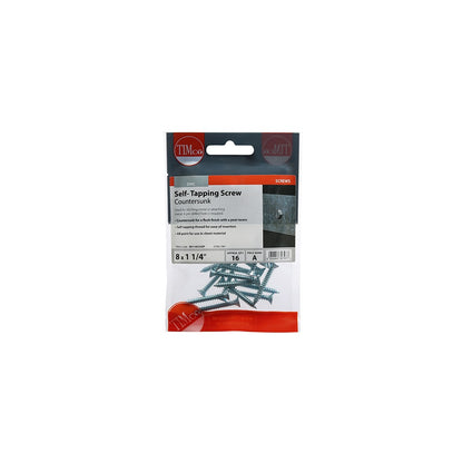 S/Tapping Screw PZ2 CSK - BZP 8 x 1 1/4 - 16pcs