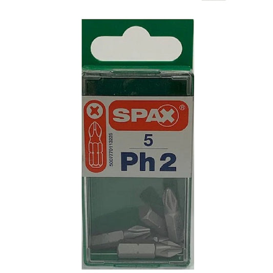 SPAX PHILLIPS PH2 - LENGTH 25MM 5 BITS