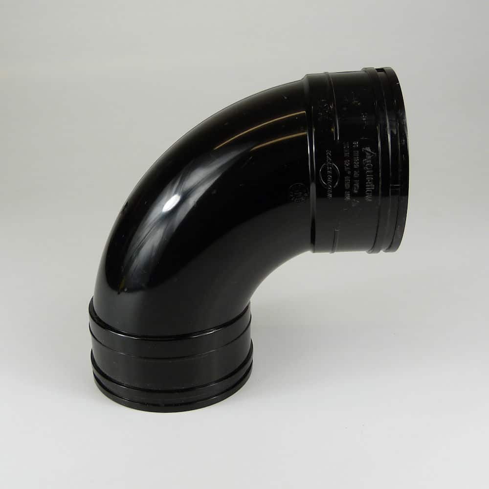 Solvent Weld 110MM Double Socket 90 Degree Bend  - Black