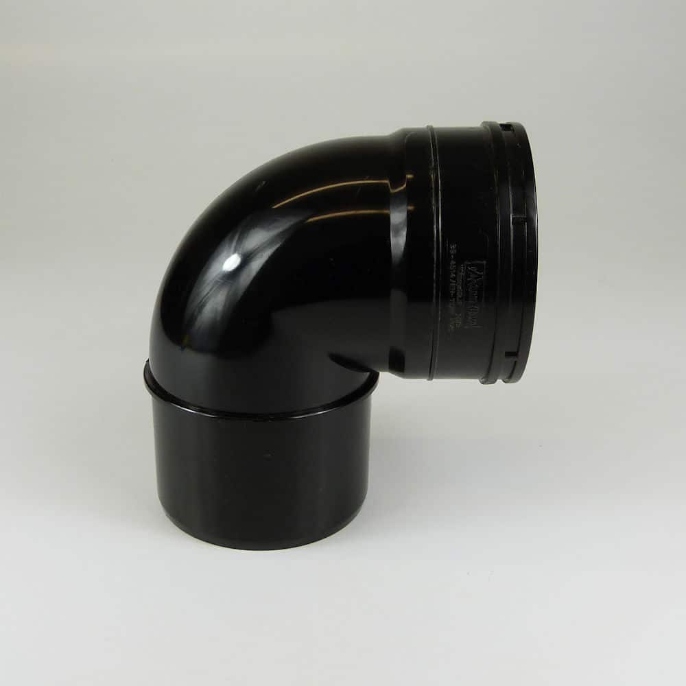 Solvent 90° Bend Single Socket 110mm - Black