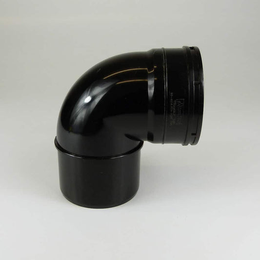 Solvent 90° Bend Single Socket 110mm - Black