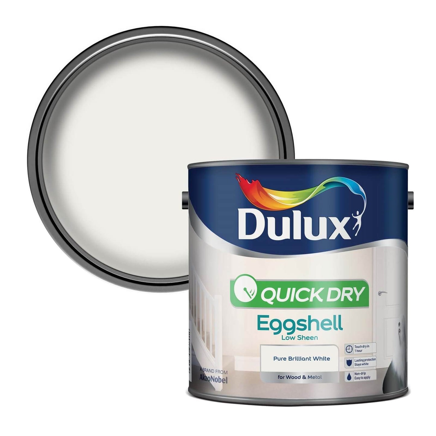 Dulux Trade Eggshell Quick Dry Pure Brilliant White  2.5L