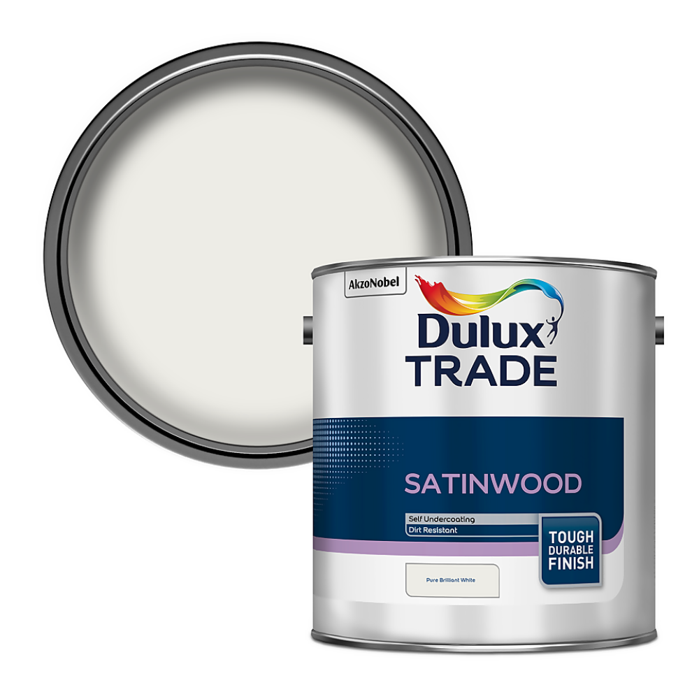 Dulux Trade Satinwood Pure Brilliant White 1l, 2.5l, 5L