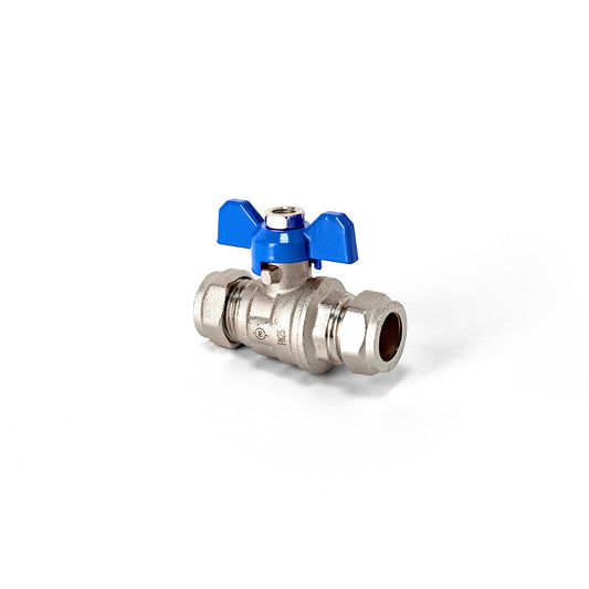 15mm Butterfly Handled Ball Valve Full Bore Blue