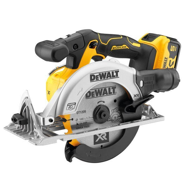 DeWalt 18v 2x5Ah Li-Ion XR Brushless 165mm Circular Saw Kit DCS565P2-GB