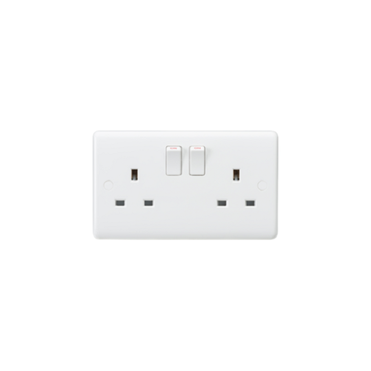 Curved Edge 2G DP Switched Socket - White