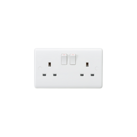Curved Edge 2G DP Switched Socket - White