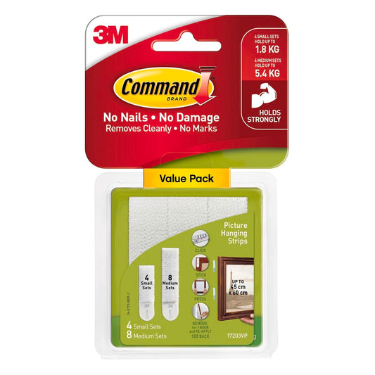 Command Picture Hanging Strips White Small and Medium Pairs