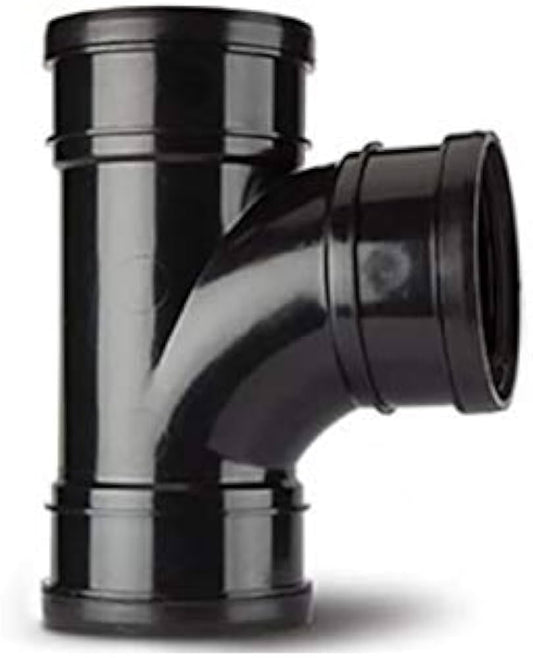 Push Fit 90° Tee Triple Socket 110mm - Black
