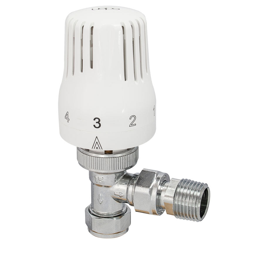 Thermostatic Radiator Valve, Angled 15mm