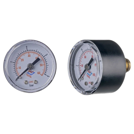 Pressure Gauge 0-6Bar 1/4" Back Connection With PTFE Sealing Ring