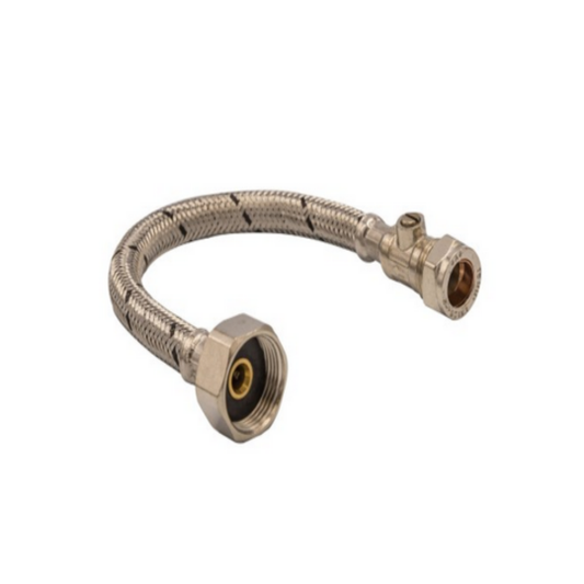 MFFLEXTC1504V | Masterflow Wras 15 X 1/2″X 30cm Flexible Tap Connector&Iso Valve