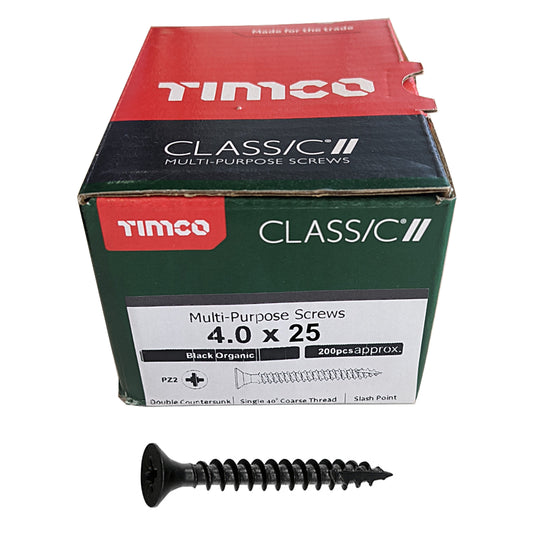 Classic Multi-Purpose Screws - PZ - 4.0 x 25 Black