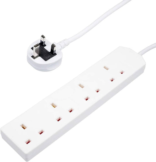 13 AMP 4 Gang 5 Metre Extension Lead White CED-1345