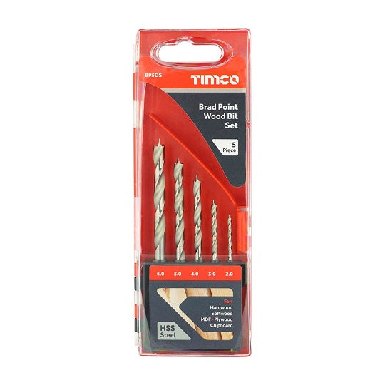Brad Point Wood Bit Set (5pce)