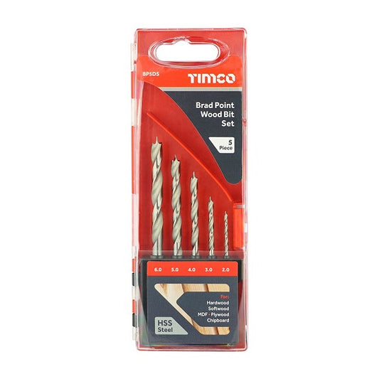 Brad Point Wood Bit Set (5pce)