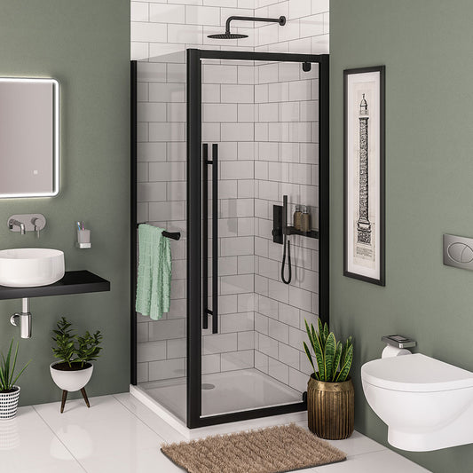 Vantage 2000 Pivot Door Matt Black 1000mm