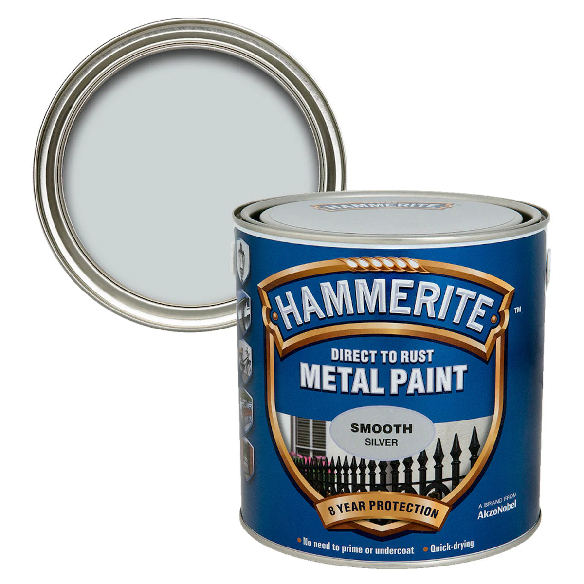 Hammerite Metal Paint Smooth Silver 2.5L
