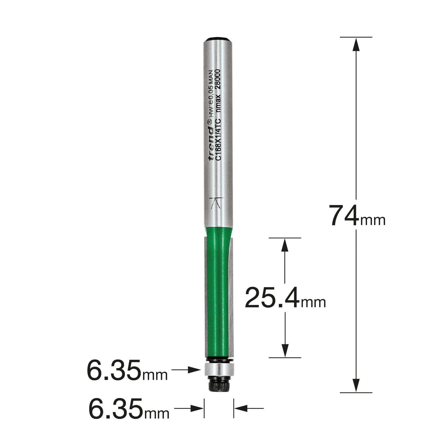Guided Trimmer 6.35mm Diameter X 25.4mm