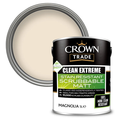 Crown Trade Clean Extreme Stain Resistant Scrubbable Matt Magnolia 5L