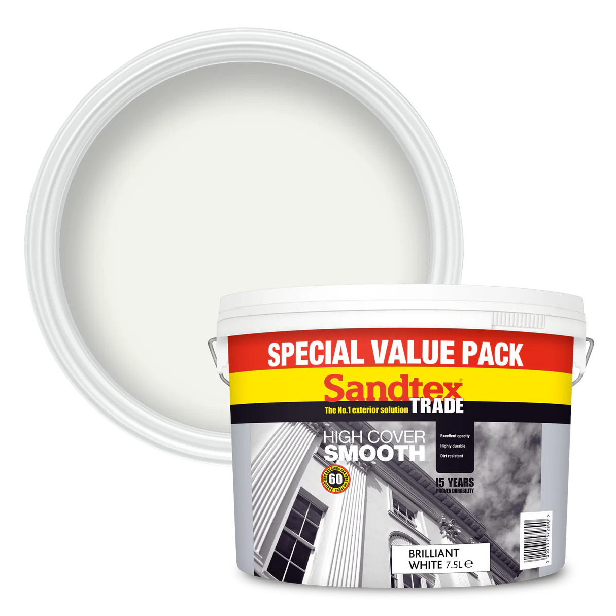 Sandtex Trade High Cover Smooth Masonry Pure Brilliant White 7.5L