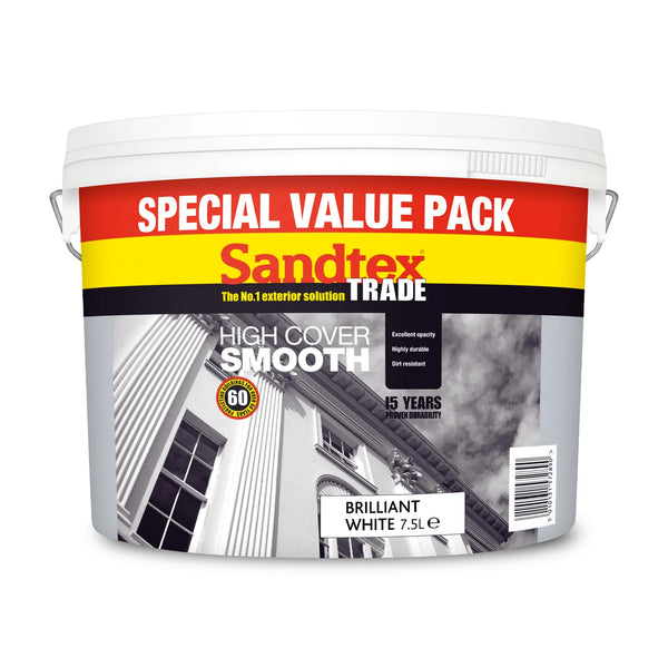 Sandtex Trade High Cover Smooth Masonry Pure Brilliant White 7.5L