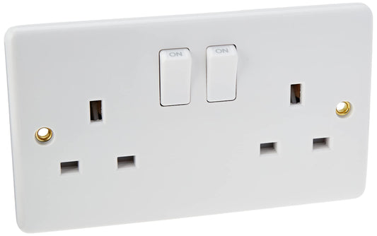 Curved Edge 2G Long Cooker Switch - White