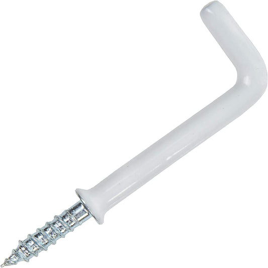 Square Hook Shouldered White PVC 38mm (Retail Pack)