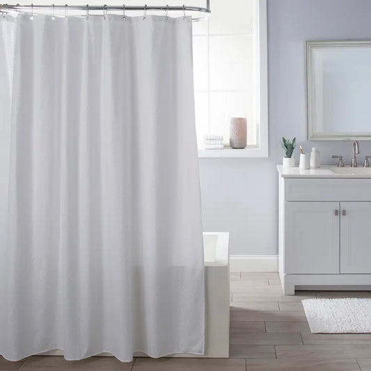White Polyester Shower Curtain 6x6ft