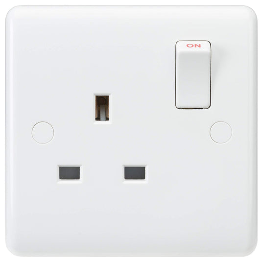 Curved Edge 1G DP Switched Socket - White