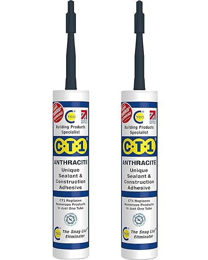 CT1 - Building Sealant & Adhesive Snag Tube for Virtually Any Material (Anthracite Twin Pack)