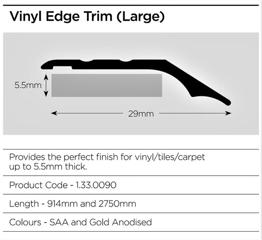 Vinyl Edge Trim Large 914mm SAA