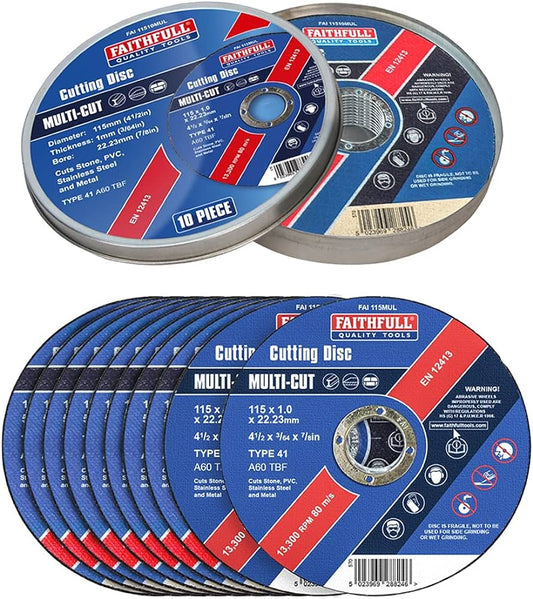 Faithfull Multicut Cut Off Wheel 115MM Tin Of 10
