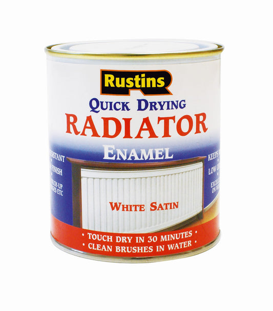 Rustins Radiator Paint - White Satin Q/D 500ml