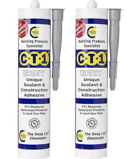 CT1 - Building Sealant & Adhesive Snag Tube for Virtually Any Material (Grey Twin Pack)