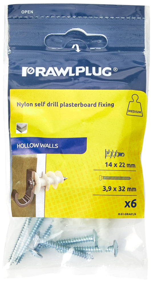 Nylon Self Drill Plasterboard Fixing 3.9 X 32 (6)
