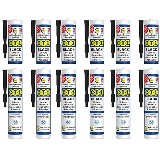CT1 - Building Sealant & Adhesive Snag Tube 290ml for Virtually Any Material (Black 12 Pack)