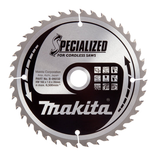 Makita B-09248 Specialized Circular Saw Blade 165mm X 20 x 40Teeth