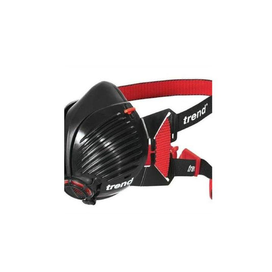 Black and red headlamp with 'trend' branding on a white background