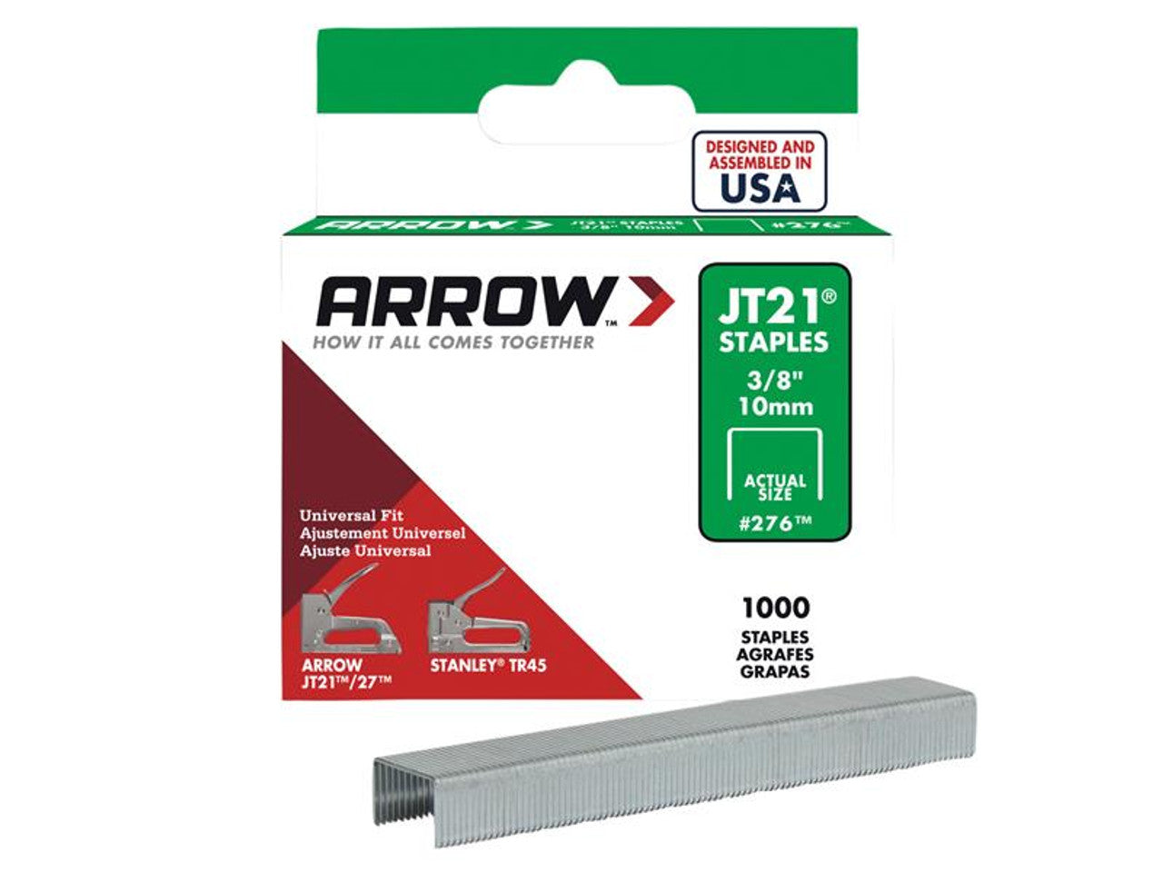 T27 Staples 10mm (3/8in) (Box 1000) - ARRJT2138S
