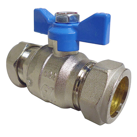 22mm Butterfly Handle Ball Valve (Blue Handle)