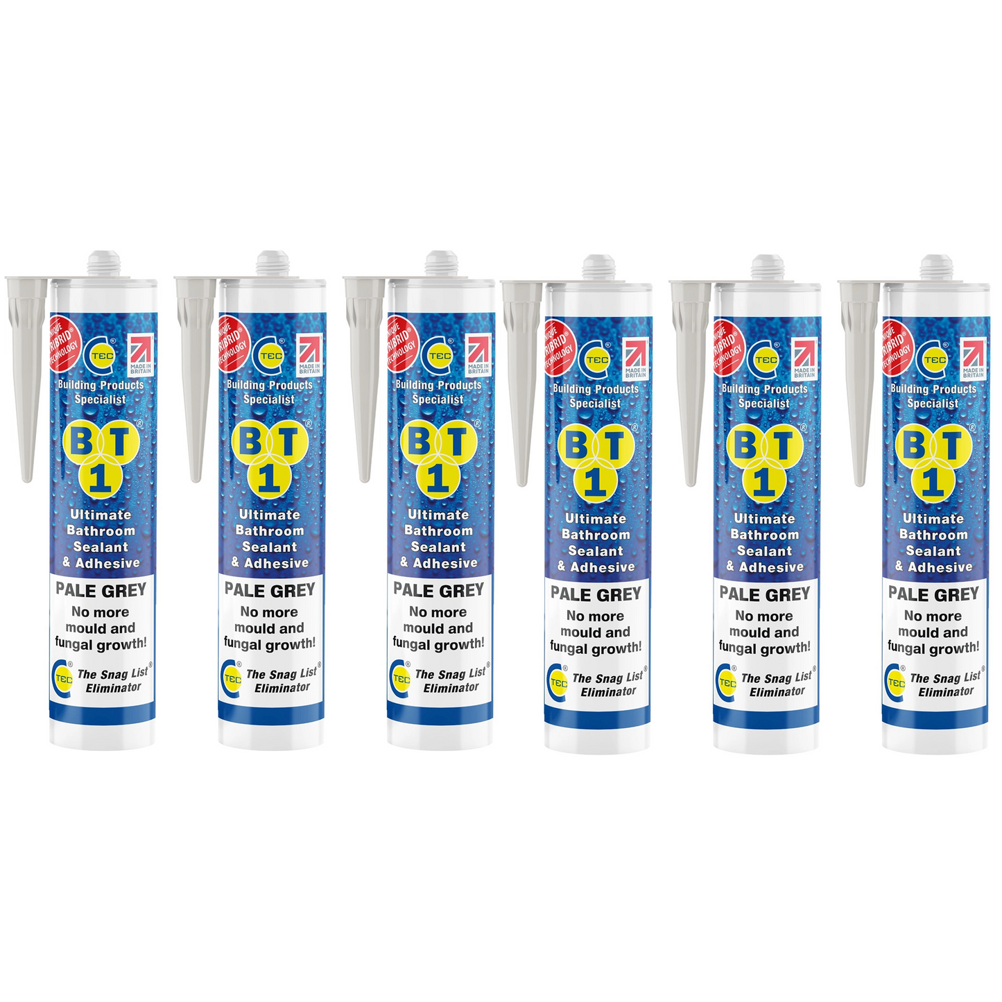 BT1 Ultimate Bathroom Adhesive & Sealant 290ml Pale Gey (Pack of 6)