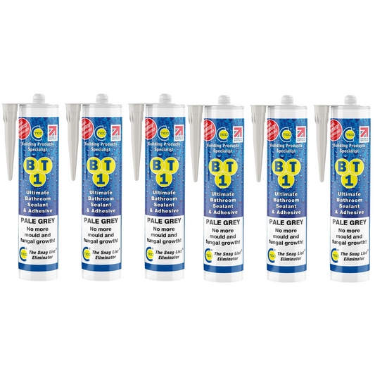 BT1 Ultimate Bathroom Adhesive & Sealant 290ml Pale Gey (Pack of 6)