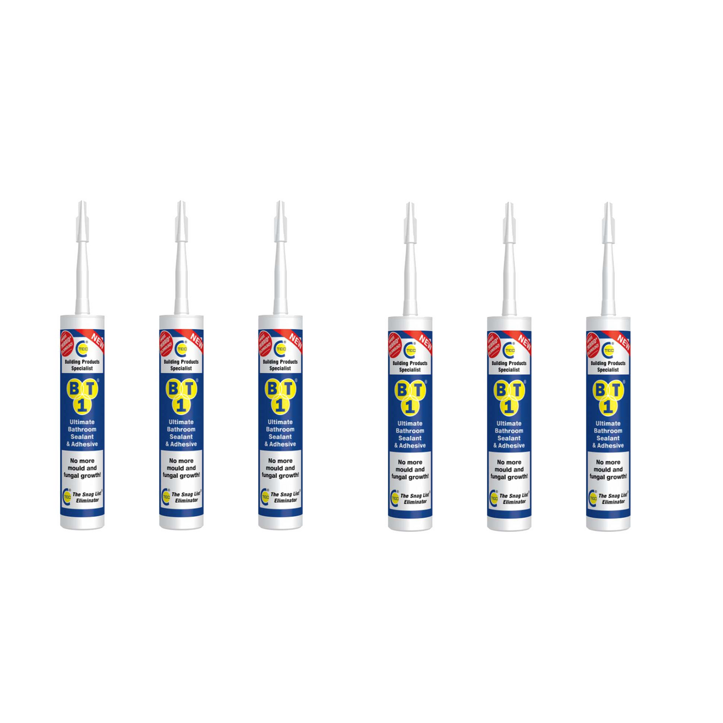 BT1 Ultimate Bathroom Adhesive & Sealant 290ml White (Pack of 6)