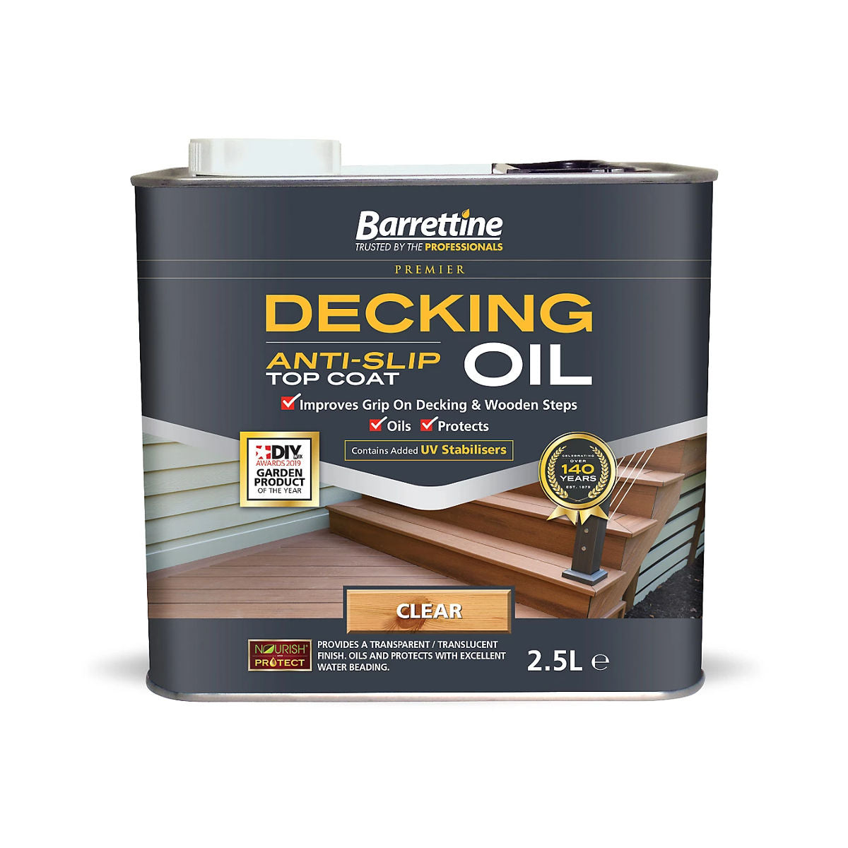 Barrettine Anti-Slip Decking Oil - 430 Clear, 2.5L