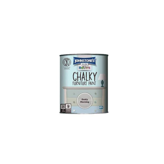 Can of Johnstones Chalky Furniture Paint on a white background